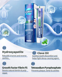 CAREDO Fluoride-Free Hydroxyapatite Toothpaste for Cavity Repair | Natural Enamel Remineralizing Toothpaste for Adults – Reverse Cavities at Home (3.52oz)