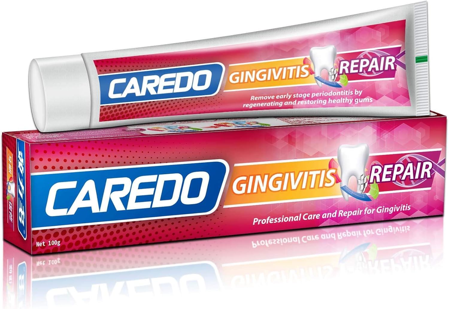 CAREDO Gingivitis Toothpaste Gum Repair for Bleeding Gums, Swollen Gums Treatment for Gum Sensitivity, Gingivitis Treatment for Gum Disease, Reverse Gingivitis Treatment for Adults Oral Care, 3.52OZ