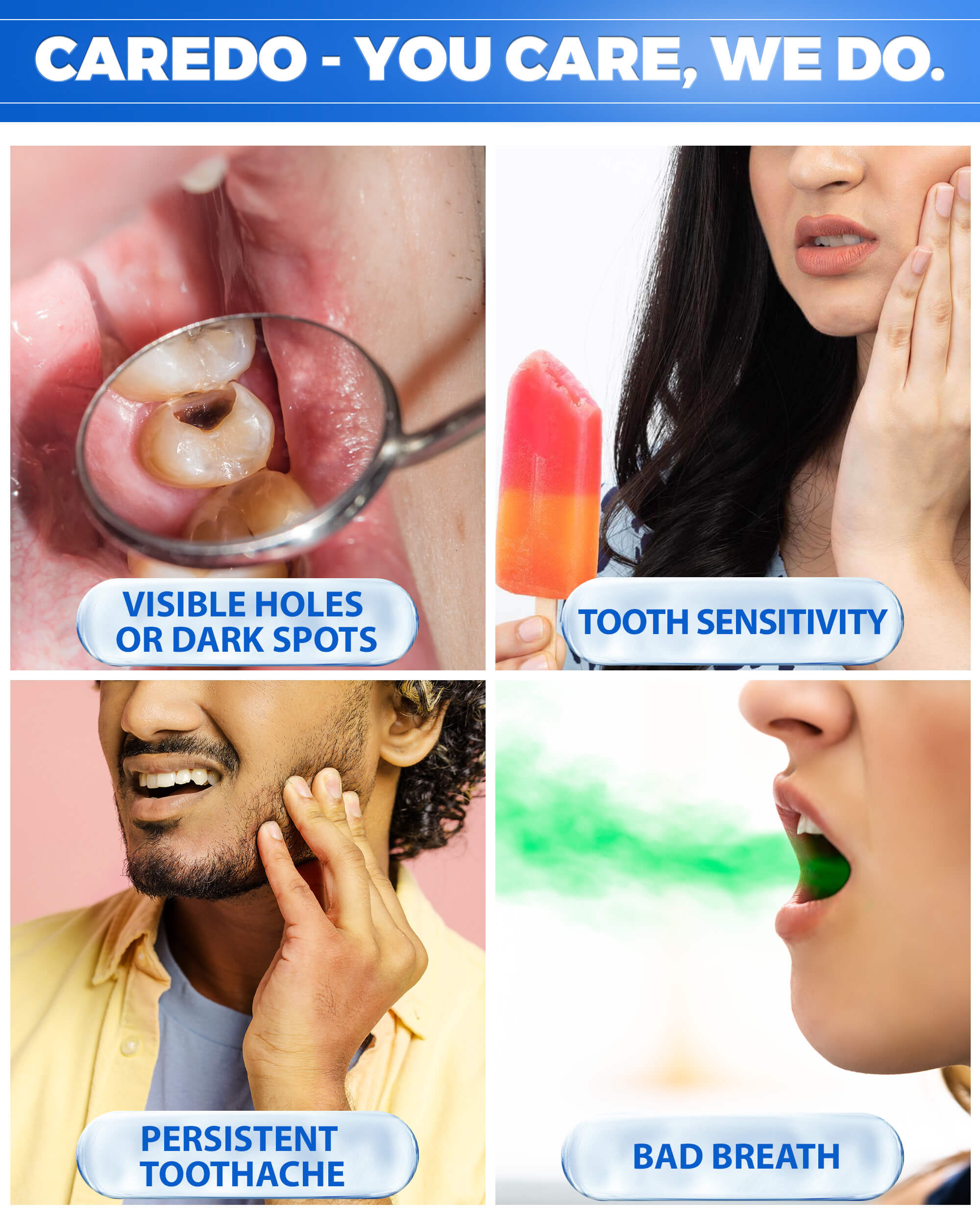 CAREDO Fluoride-Free Hydroxyapatite Toothpaste for Cavity Repair | Natural Enamel Remineralizing Toothpaste for Adults – Reverse Cavities at Home (3.52oz)