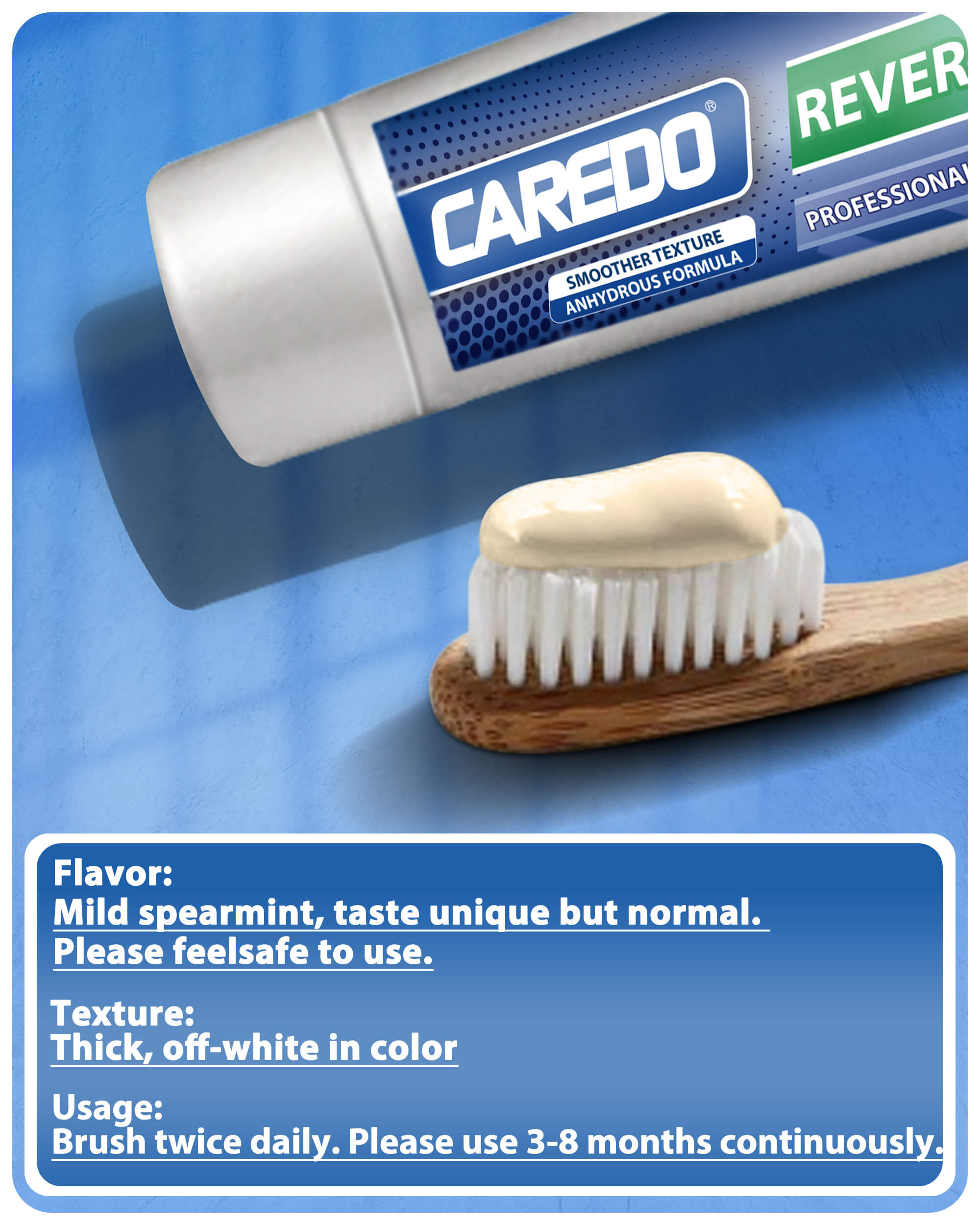 CAREDO Fluoride-Free Hydroxyapatite Toothpaste for Cavity Repair | Natural Enamel Remineralizing Toothpaste for Adults – Reverse Cavities at Home (3.52oz)