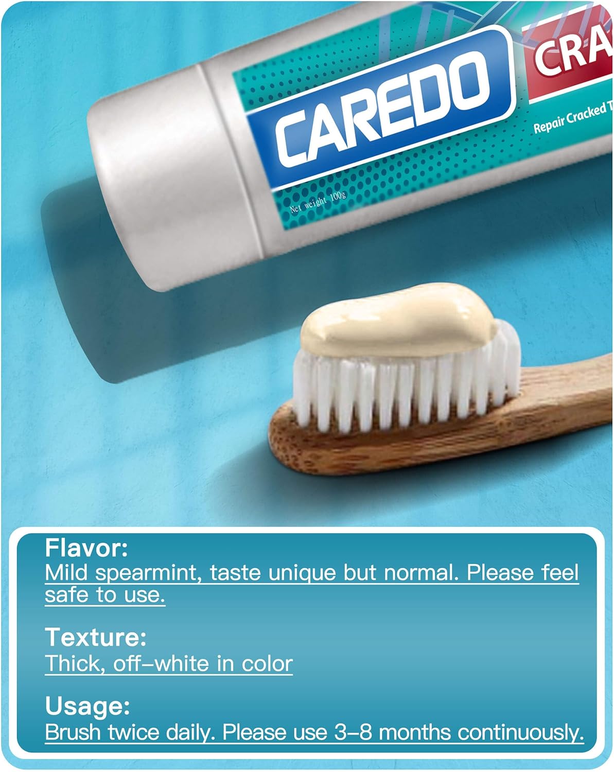 CAREDO Healing Teeth Crack Toothpaste - Repairing Cracked Teeth Enamel, Remineralizing Toothpaste 100g