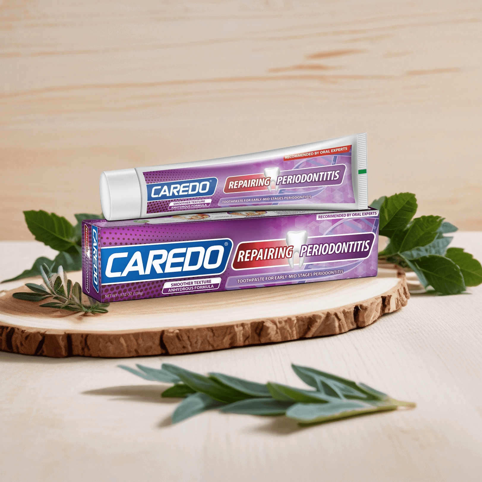 CAREDO Fluoride-Free Gum Repair Toothpaste for Receding Gums | CAREDO Natural Toothpaste for Gum Disease, Gingivitis & Periodontitis Treatment (3.52oz)