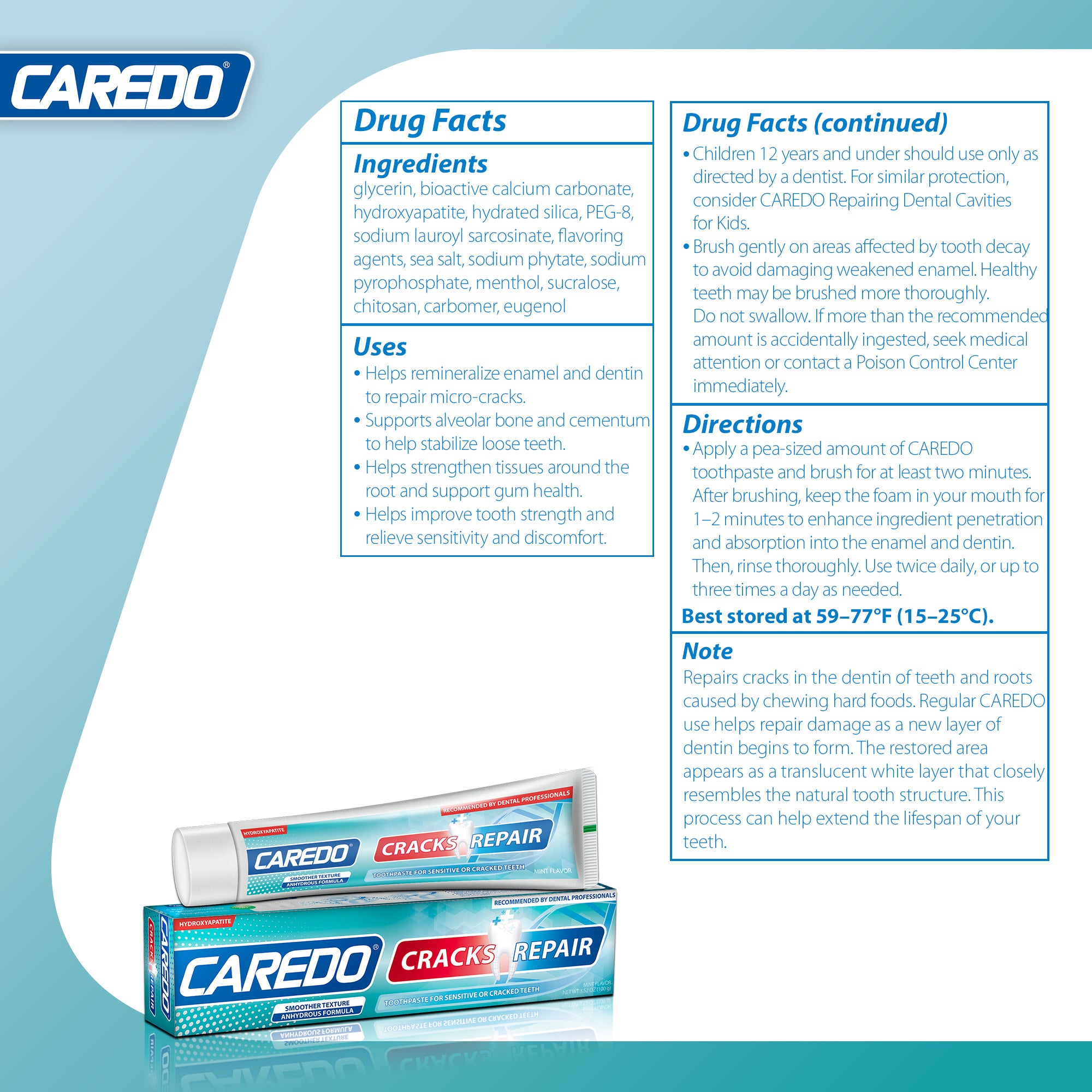CAREDO Sensitive Toothpaste for Cracked Enamel